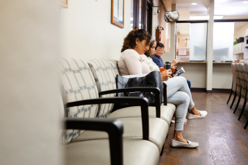 A photo of a doctor's waiting room.